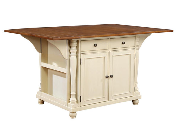 Slater 2-drawer Kitchen Island with Drop Leaves Brown and Buttermilk image