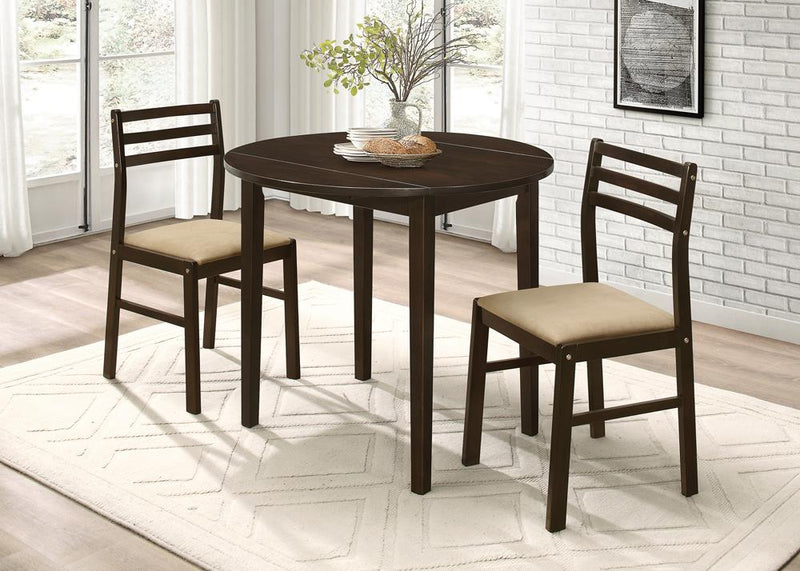 Bucknell 3-piece Dining Set with Drop Leaf Cappuccino and Tan image