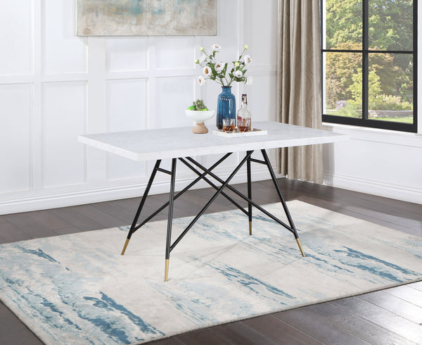 Gabrielle Rectangular Marble Top Dining Table White and Black image