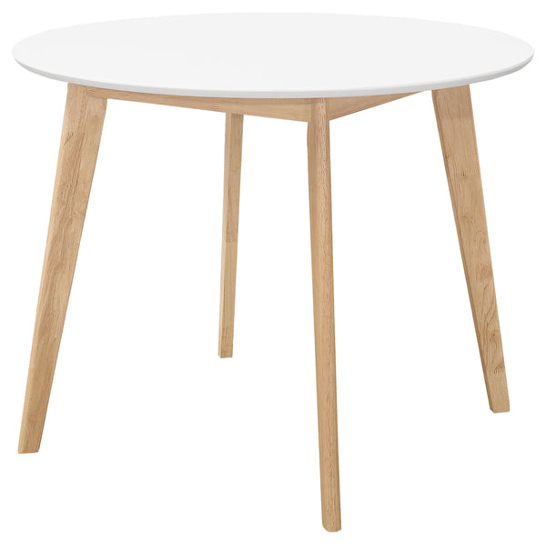 Breckenridge Round Dining Table Matte White and Natural Oak image