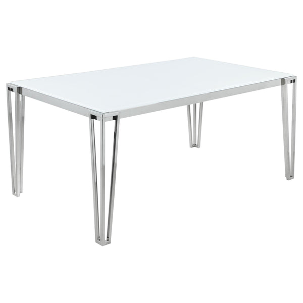 Pauline Rectangular Dining Table with Metal Leg White and Chrome image