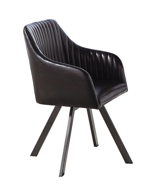 Arika Tufted Sloped Arm Swivel Dining Chair Black and Gunmetal image