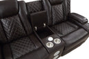 JOSHUA LEATHER CONSOLE LOVESEAT W/ PWR FR & HR-DK BROWN