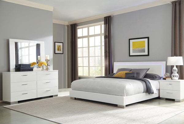 Felicity 4-piece Queen Bedroom Set with LED Headboard Glossy White image