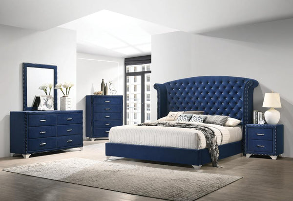 Melody 5-piece Eastern King Tufted Upholstered Bedroom Set Pacific Blue image