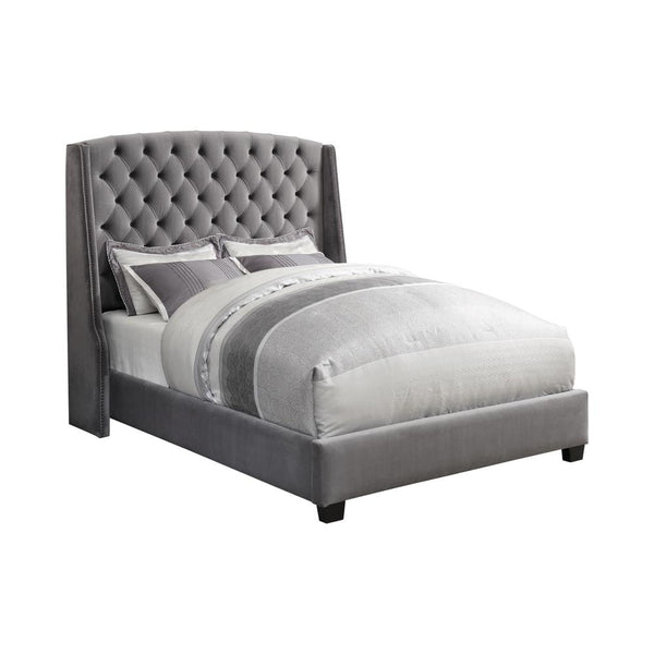 Pissarro Eastern King Tufted Upholstered Bed Grey image