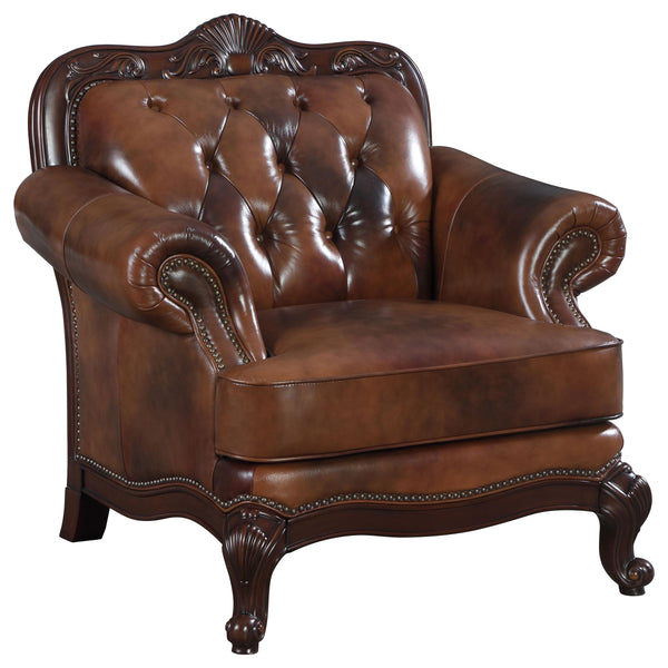 Victoria Rolled Arm Chair Tri-tone and Brown image