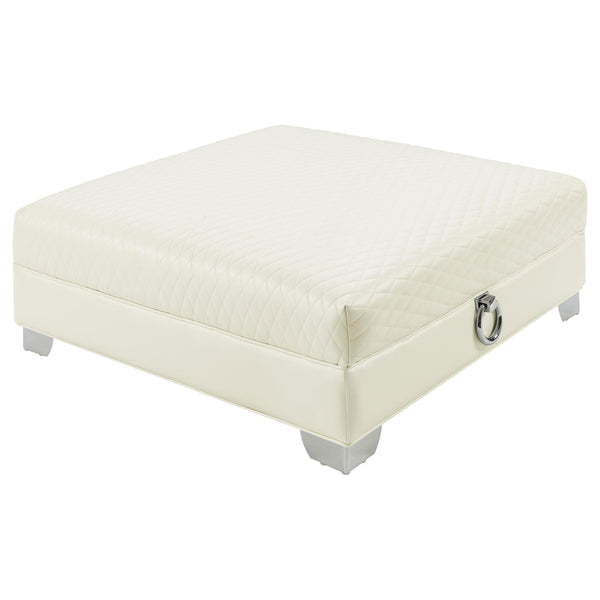 Chaviano Upholstered Ottoman Pearl White image