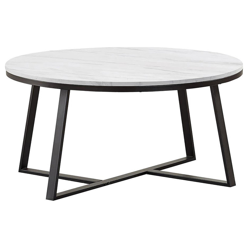 Hugo Round Coffee Table White and Matte Black image