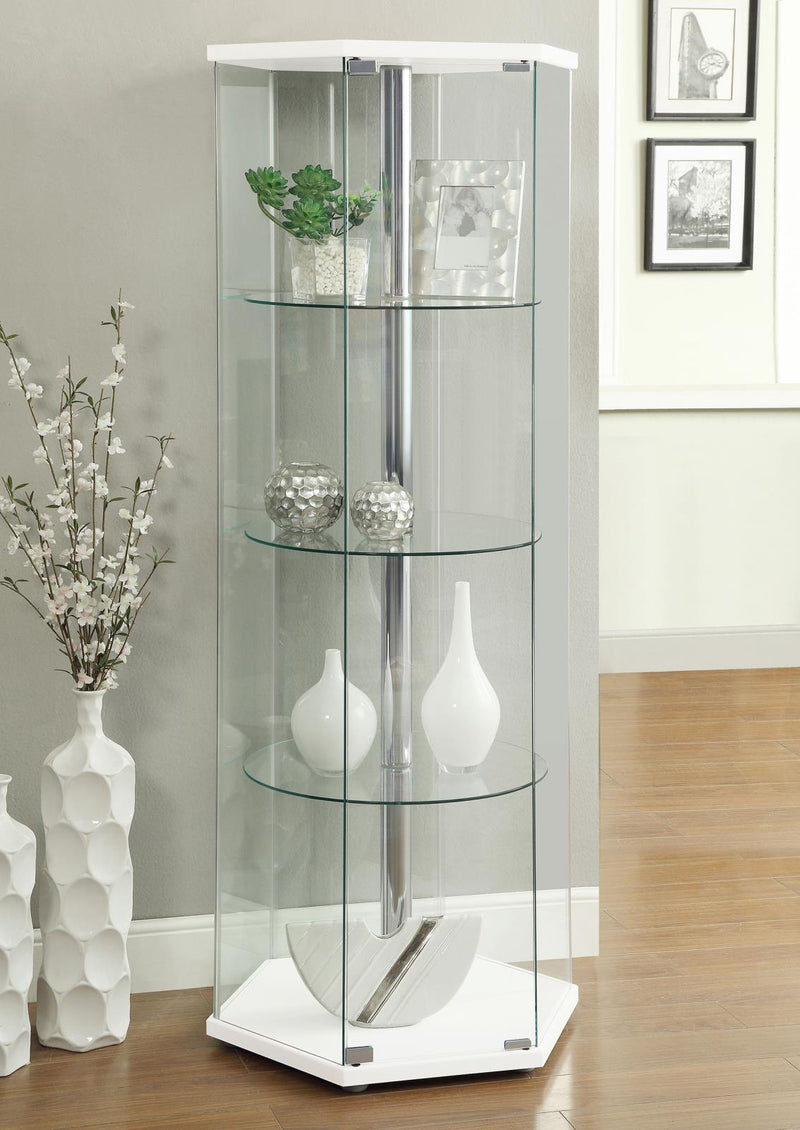 Traditional Glass Hexagon Curio Cabinet