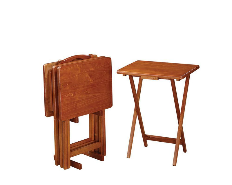 Brown Tray Table Set With Stand