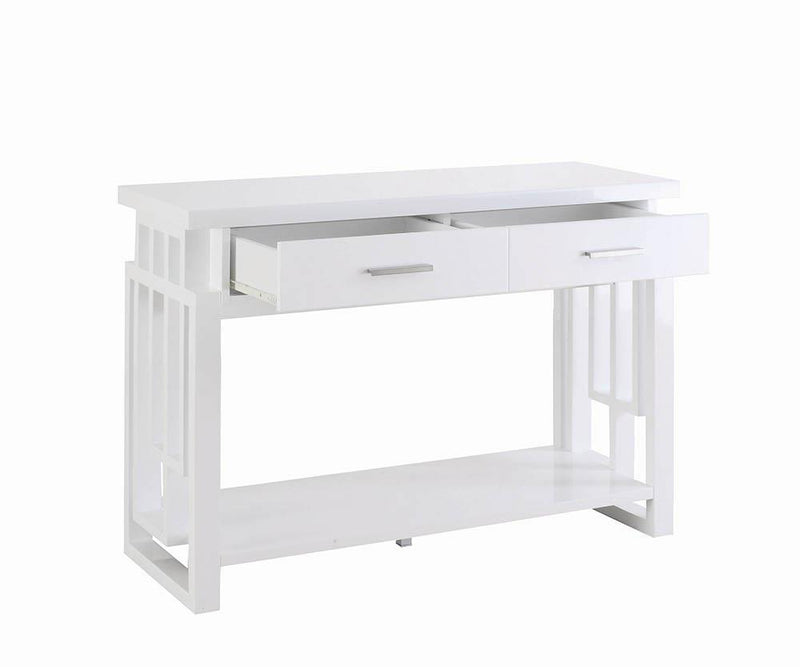 Schmitt Rectangular 2-drawer Sofa Table High Glossy White