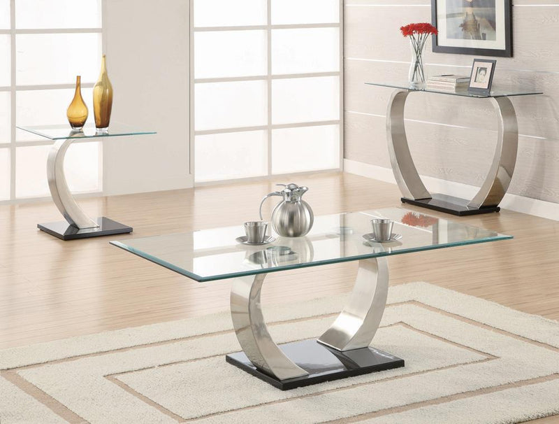Pruitt Glass Top End Table Clear and Satin