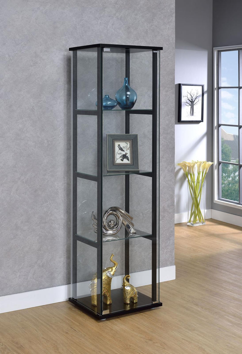 G950171 Contemporary Glass and Black Curio Cabinet