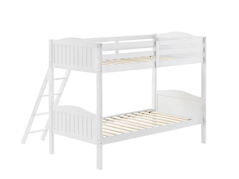 Arlo Twin Over Twin Bunk Bed with Ladder White