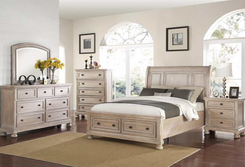 New Classic Furniture Allegra Queen Storage Bed in Pewter