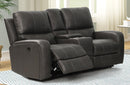 New Classic Furniture Linton Console Loveseat with Dual Recliners in Gray