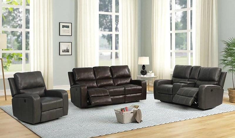 New Classic Furniture Linton Sofa with Dual Recliner in Gray