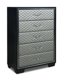 New Classic Furniture Luxor 5 Drawer Chest in Black/Silver