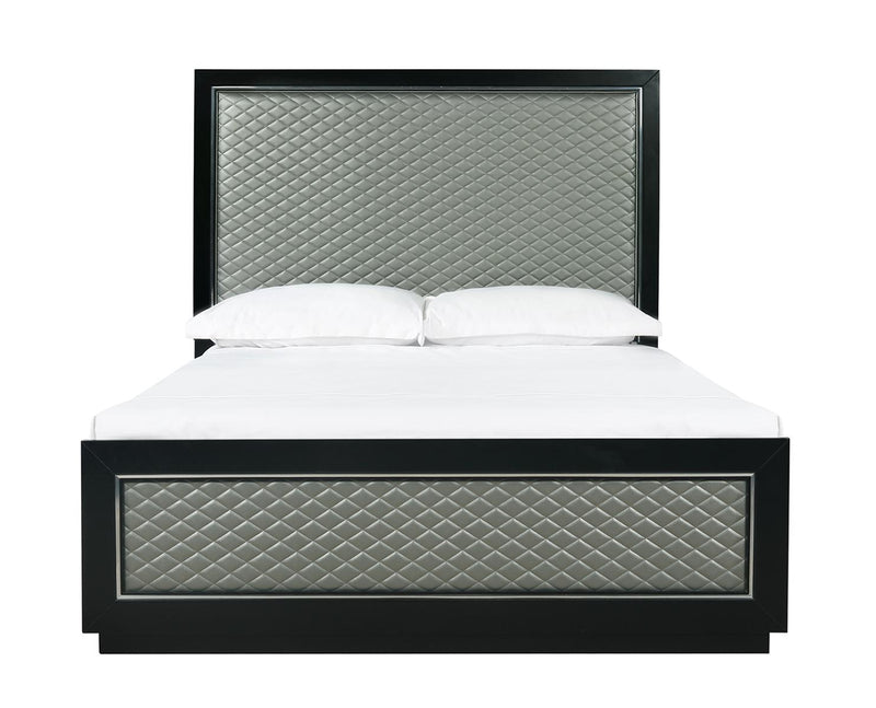 New Classic Furniture Luxor Queen Panel Bed in Black/Silver