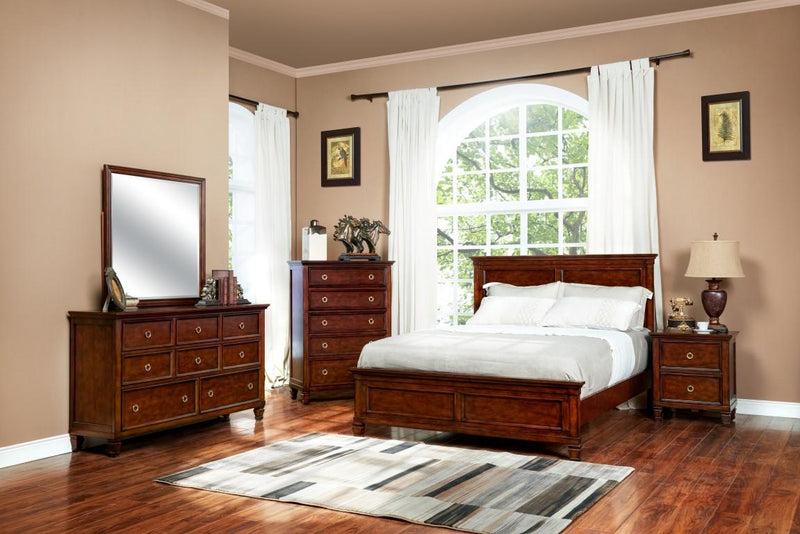 New Classic Furniture Tamarack California King Bed in Brown Cherry