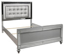 New Classic Furniture Valentino King Upholstered Lighted Bed in Silver