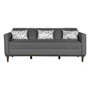 AIDEN SOFA W/3 THROW PILLOWS-SILVER GRAY