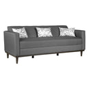 AIDEN SOFA W/3 THROW PILLOWS-SILVER GRAY
