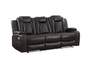 JOSHUA LEATHER SOFA W/DUAL RECLINER-DK BROWN