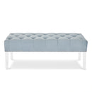 VIVIAN LIGHT BLUE VELVET BENCH WITH CRYSTAL BUTTONS