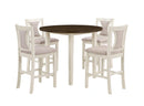 HUDSON 42" ROUND COUNTER TABLE & 4 CHAIR SET-BROWN/CREME