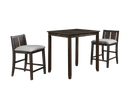 HESTON 36" STORAGE COUNTER TABLE SET W/2 CHAIRS-CHERRY