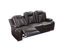 JOSHUA LEATHER SOFA W/DUAL RECLINER-DK BROWN